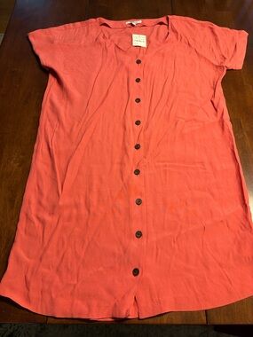 Madewell Coral Button-Front Maxi Dress NWT!